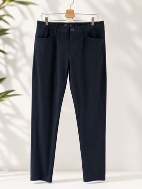 Vuori Meta Pant Athletic Slim Navy 34 Performance Stretch Golf Travel Casual